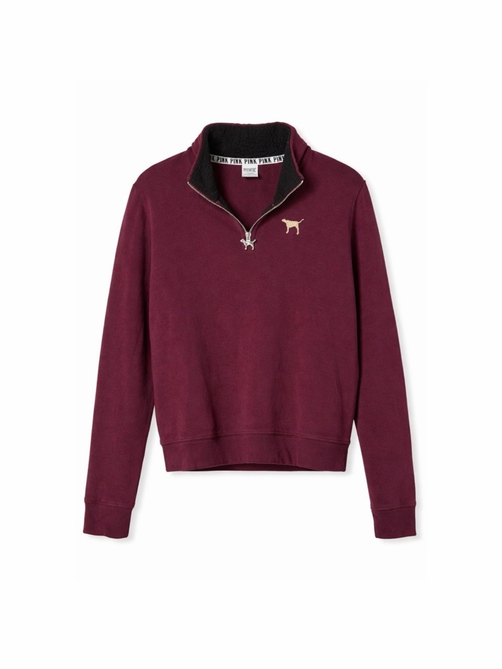 Victoria's Secret PINK Quarter Zip Pullover Maroon Sherpa Collar Gold
Dog XS